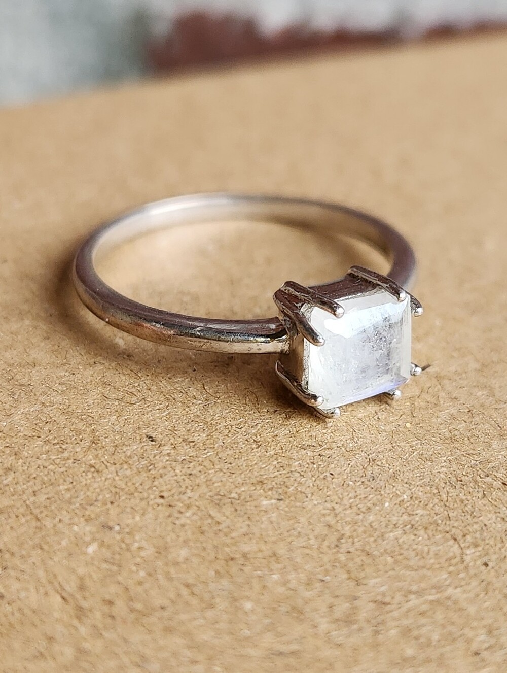 Princess Cut Moonstone 925 Sterling Silver by Moon Magic Size 8